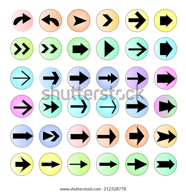 arrow icon set,arrow on colorful\
circle,arrow illustration,basic arrow,standard\
arrow