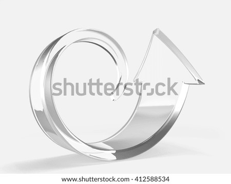 Arrow made of glass.3D Rendering