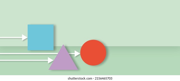 Arrow pushes red sphere, overtaking competitors on green background. Concept of business efficiency, leadership, winning strategy. space for the text. illustration paper cut design style.