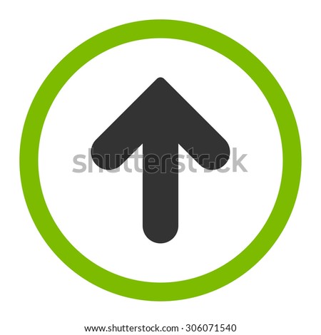 Arrow Up raster icon. This rounded flat symbol is drawn with eco green and gray colors on a white background.