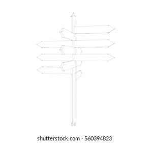 Arrow Road Sign. Sketch Illustration.Isolated On White Background.