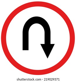 Arrow U Turn Sign Board Traffic 