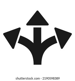 Arrow Way Or Three-way Icon. Three Arrow And Road Direction Illustration