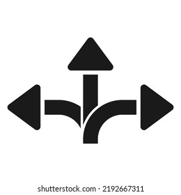 Arrow Way Or Three-way Icon. Three Arrow And Road Direction Illustration