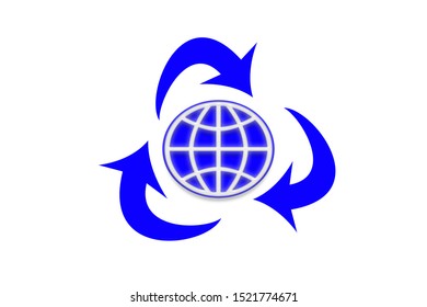 Arrows And Global Worldwide Trading Network Communication Globe Earth Planet Icon Symbol Logo Silhouette Sphere - Artwork - Banner Cover Greeting Gift Card Concept