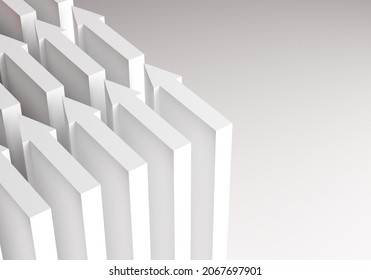 Arrows Point In One Direction. Concept Is Backward Movement. Metaphor For Team Retreat. White Business Background. Business Retreat. Teamwork In Company. Copy Space On White Background. 3d Rendering.