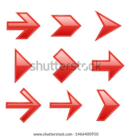 Arrows set. Arrow icons down direction up pointer sign next right left cursor black web interface navigation flat, red pictogram collection