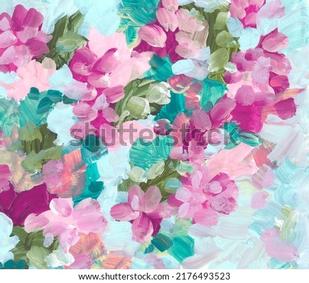 Art Abstract color acrylic and watercolor flower brushstroke painting. Canvas texture background. 