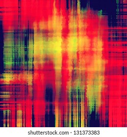 Art Abstract Geometric Pattern, Watercolor Blurred Stripes Background In Bright Coral Red, Gold, Blue Black And Green Colors