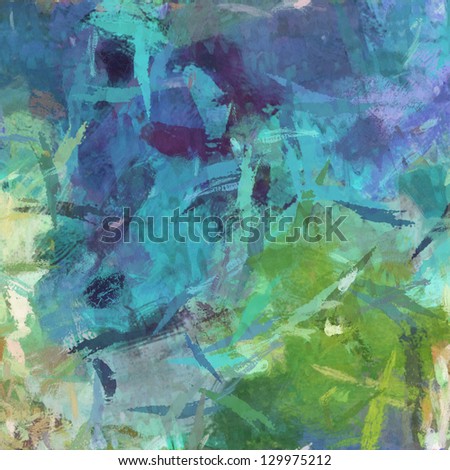 art abstract painted background in blue and green