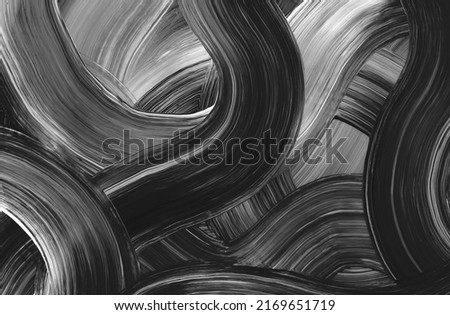Art black and white Watercolor and Acrylic smear brushstroke wave curve blot. Abstract texture zigzag color stain painting background.