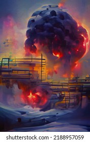 Art Color Of Chemical Plant Explosion