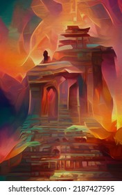 Art Color Of Fire Temple Background