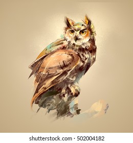 Eagle Owl Drawing Color Images Stock Photos Vectors Shutterstock