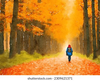 art color of woman in autumn forest - Powered by Shutterstock