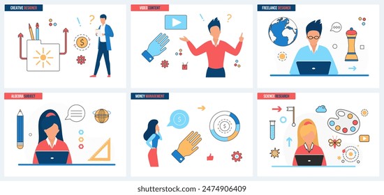 Art content creation, digital technology, tools set illustration. Cartoon workflow of artist creating project, creative idea development concept for banner, website design or landing web page - Powered by Shutterstock