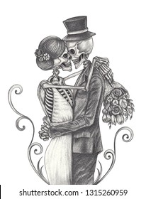Art Couple Wedding Skull