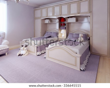 Art Deco Bedroom Design Child Room Stock Illustration