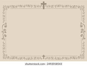 Art deco frames with cross. Christian Symbol design elements isolated on background. Ornate Cross. Horizontal Frame. Memorial design elements.  illustration - Powered by Shutterstock