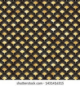 Art Deco Seamless Pattern - Repeating metallic pattern design with art deco motif