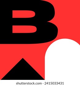 Art Deconstructed letter B abstract artwork graphic red bold shapes geometric geometrical inspiration for book cover design card poster beautiful minimalist minimalistic art bauhaus logo brand white - Powered by Shutterstock