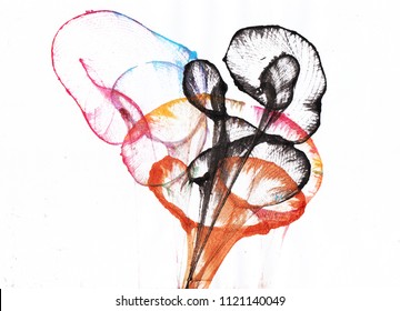 Art Flower Abstract. Hand Watercolor Painting On Paper.