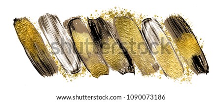 Art and Gold. Magic art. Trendy color with golden paint and glitters.  A painting for the wall. Very beautiful abstract rich painting. 
