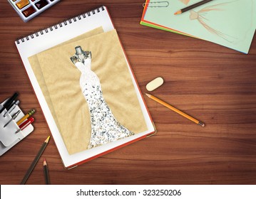  Art illustration dress clothing. Fashion designer . - Powered by Shutterstock