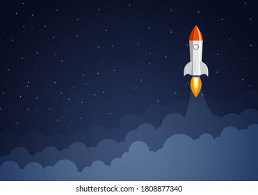 Art launch rocket with sky space. Startup concept.