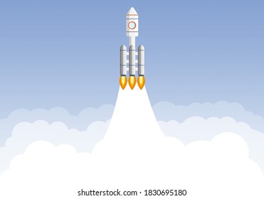 Art launch rocket with sky space. Startup concept.