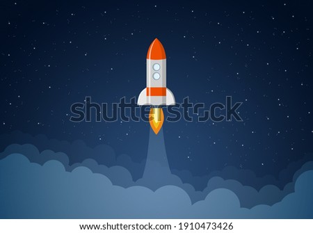 Art launch rocket with sky space. Startup concept.