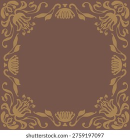 An art nouveau border pattern design in terracotta color tone for ancien style card.