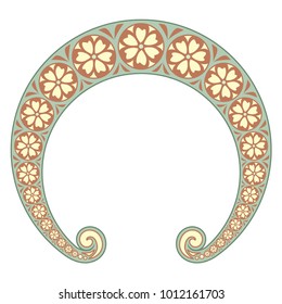 Art Nouveau, Colored Round Frame, 3d Illustration