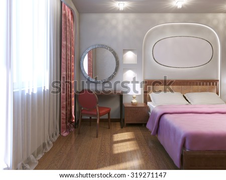 Art Nouveau Hotel Bedroom Design Stylish Stockillustration