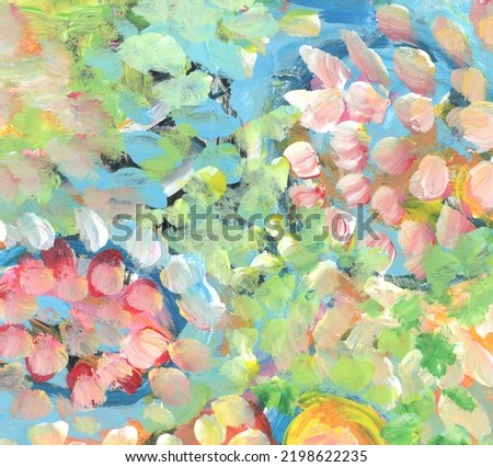Art oil and acrylic smear blot brushstroke painting. Abstract texture color stain horizontal long canvas background.