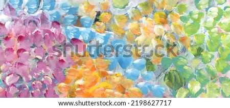 Art Oil and Acrylic smear blot brushstroke impressionism painting. Abstract texture color stain horizontal canvas background.