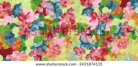 Art oil and Acrylic smear flower blot painting wall. Abstract texture color stain brushstroke background.