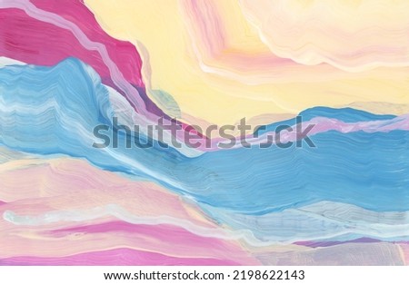 Art Oil and Acrylic smear wave blot brushstroke painting wall. Abstract texture color stain copy space background.