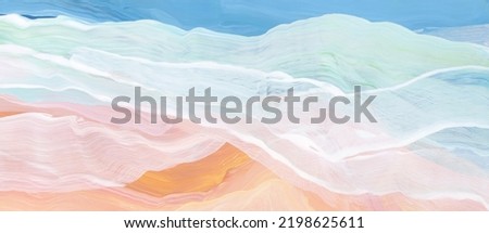 Art Oil and Acrylic smear wave blot brushstroke painting wall. Abstract texture color stain copy space horizontal background.