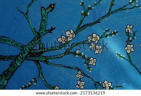 Art oil painting , cherry blossom flower , van Gogh 