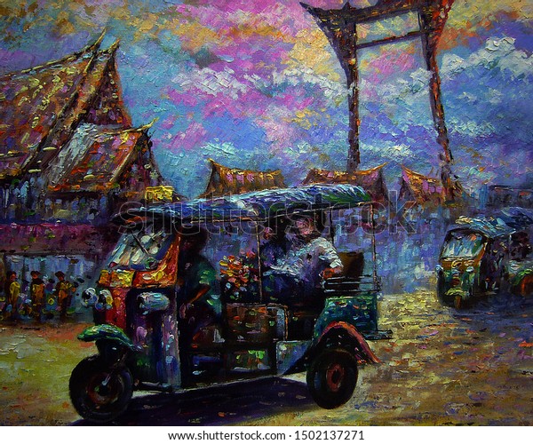 Art Oil\
painting Fine art Thailand Giant\
Swing