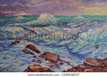 Art painting Abstract Oil color Background Evening sea  phuket thailand