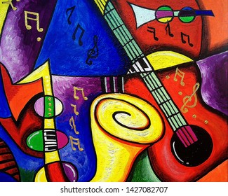 Art Painting Acrylic Abstract Music Triangle Stock Illustration ...