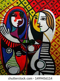 Art Painting Acrylic Abstract Triangle Curve Square Circle  male Female , pablo picasso