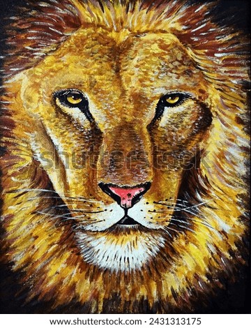  Art painting Fine art Oil color  lion in  Safari                              