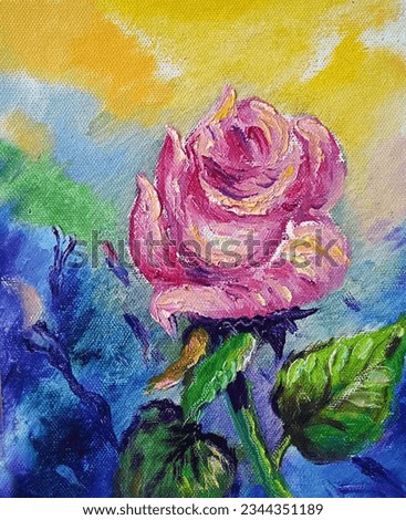 Art painting Oil color  rose  flower