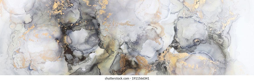 art photography abstract fluid art painting and alcohol ink  black  gray   gold colors