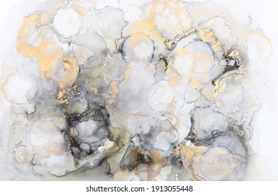 art photography abstract fluid art painting and alcohol ink  black  gray   gold colors