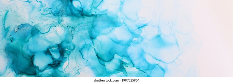 Art Photography Of Abstract Fluid Painting With Alcohol Ink, Blue Colors