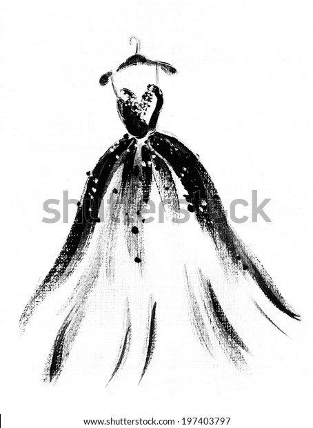 Art Sketch Beautiful Dress Stock Illustration 197403797